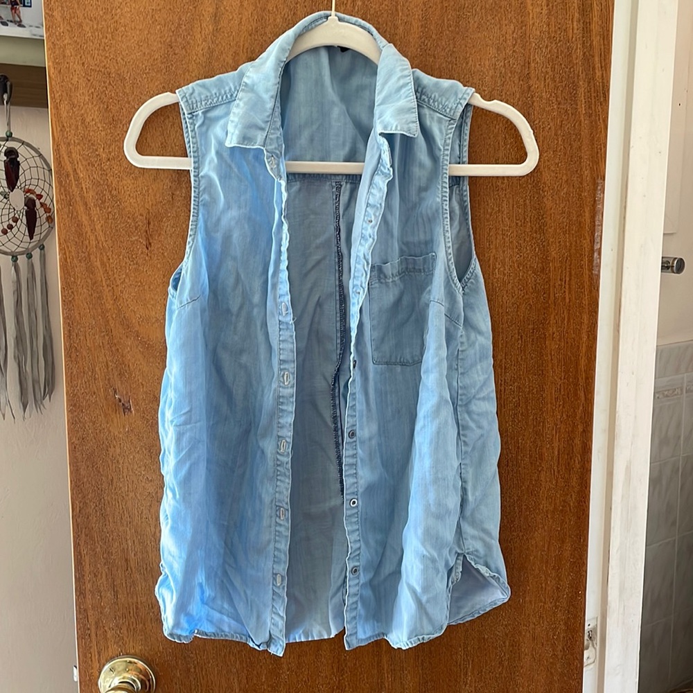 Chambray button up tank